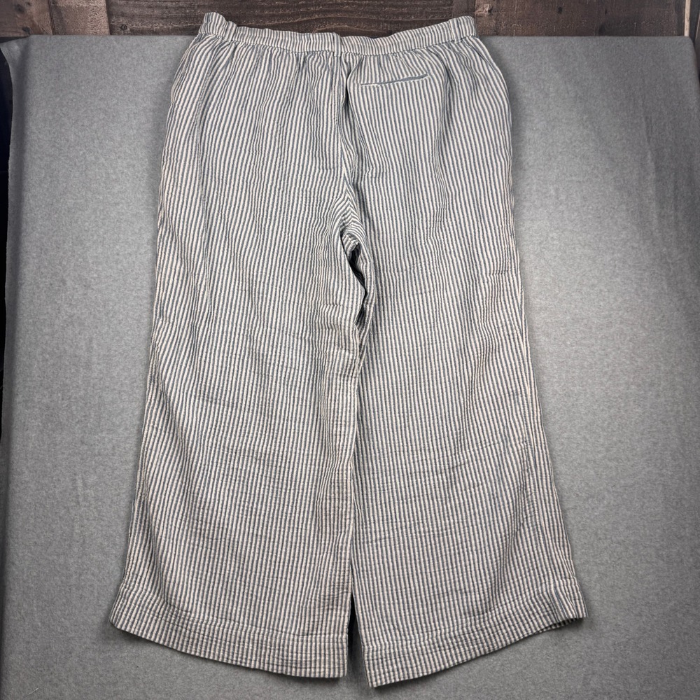 Aerie Pants Womens XXL Blue White Striped Wide Leg 100% Cotton Gauzy‎ Beachy - Picture 2 of 9
